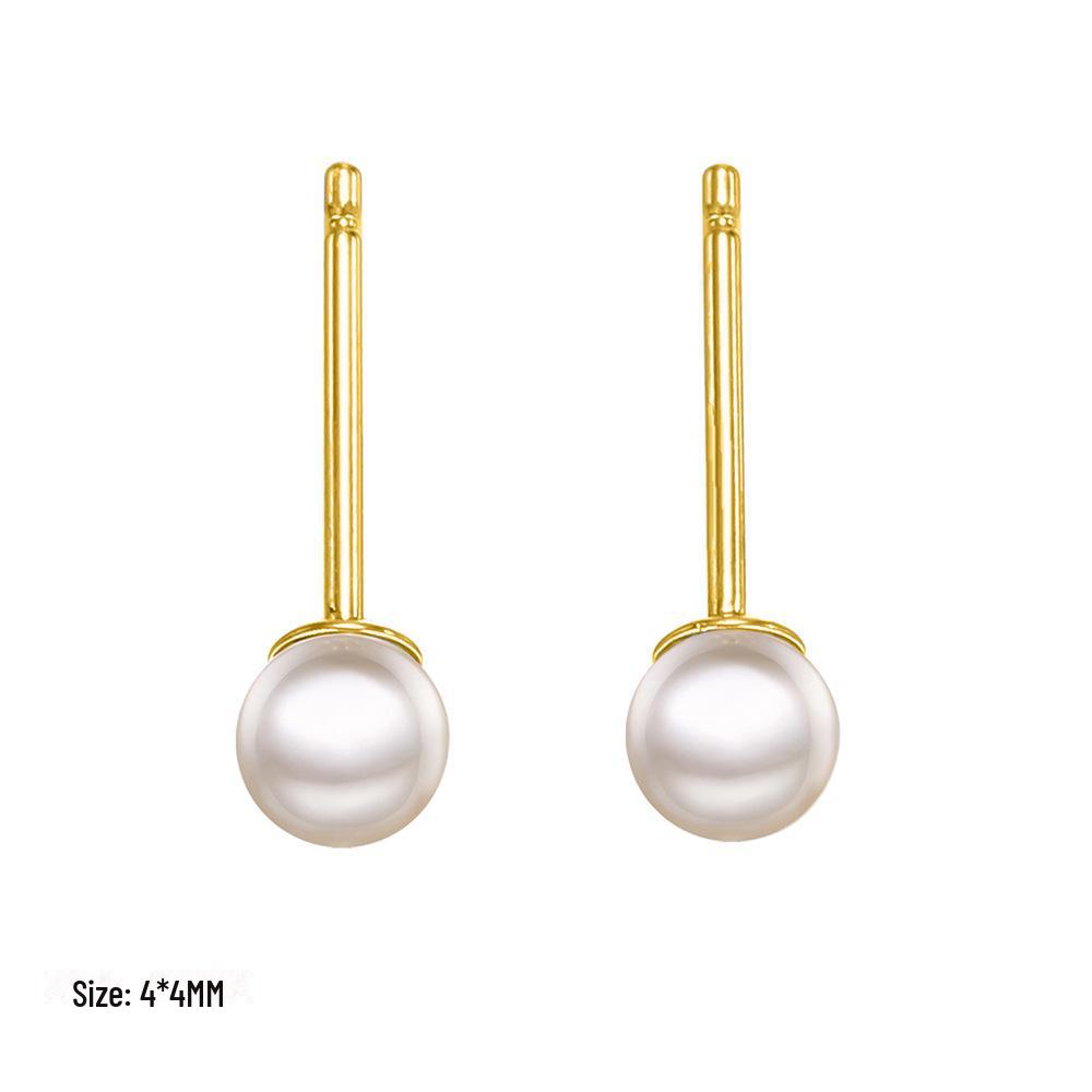 eManco Korean Simple Imitation Pearl Earrings, 4/6/8mm, Stainless Steel Gold-Plated