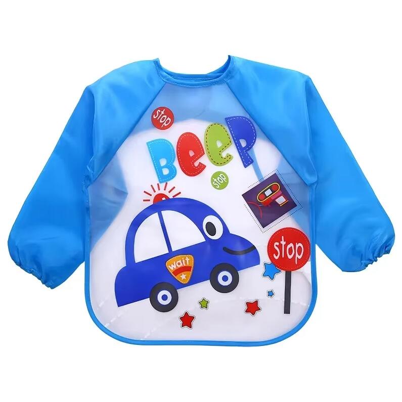 Kids Eating Breastplate Kid Baby Bavoir Clothing Waterproof EVA Full Sleeve Bibs Children Apron Long Sleeve Feeding Smock Bibs