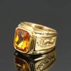 New Vintage Punk Double Dragon Stainless Steel Shinny Zircon Ring for Men Gold Plated Jewelry