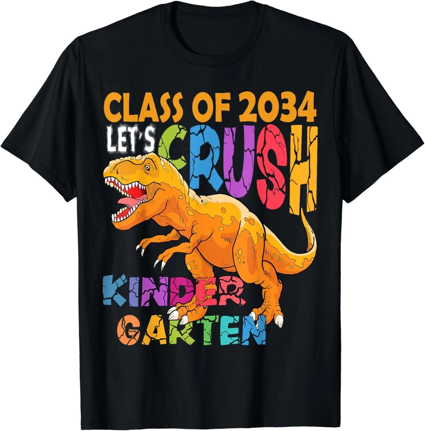 Ready To Crush Kindergarten 2034 Dinosaur Back to School Boy Gift Unisex T-Shirt 4XL