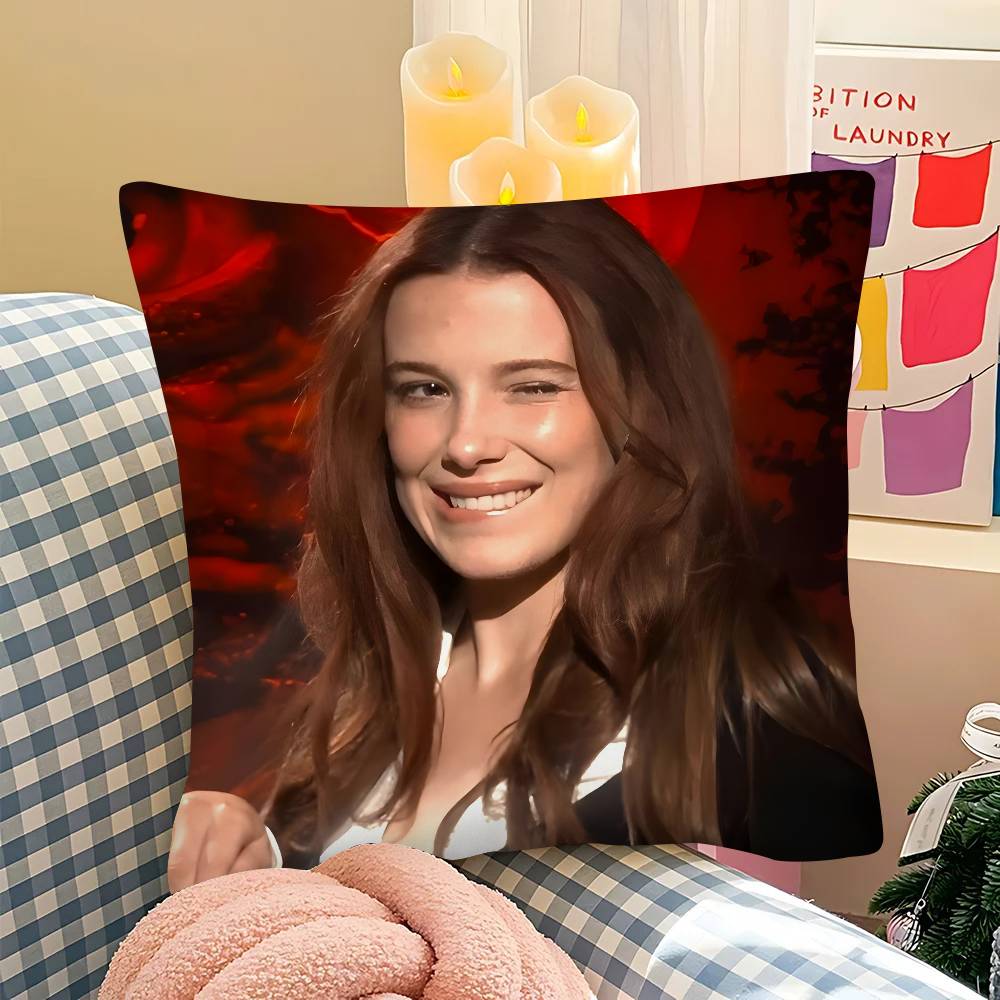 pc Millie Brown Stranger Pillow Case Fashion Square Pillowcase Bedroom Sofa Room Ins Decoration Leisure