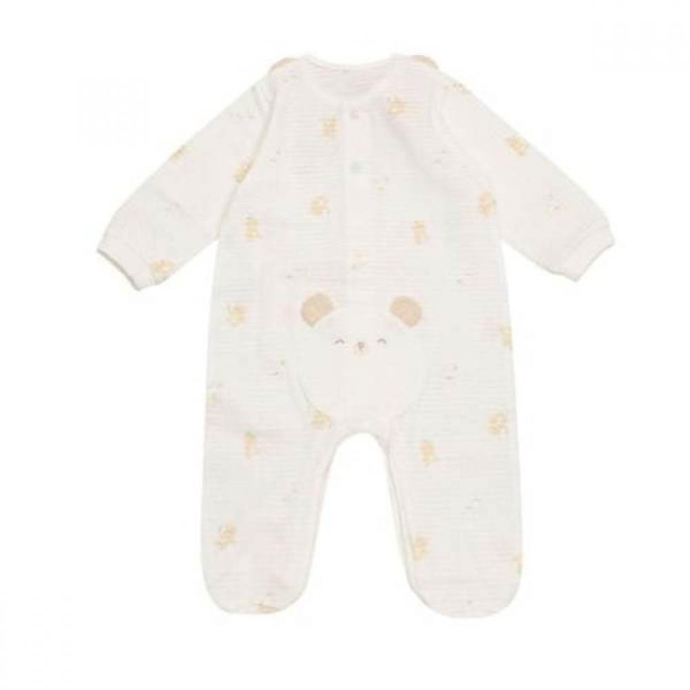 ABSORBA Organic Sprout Bear Romper With Bib +newborn Suit A1a10122 A1110614
