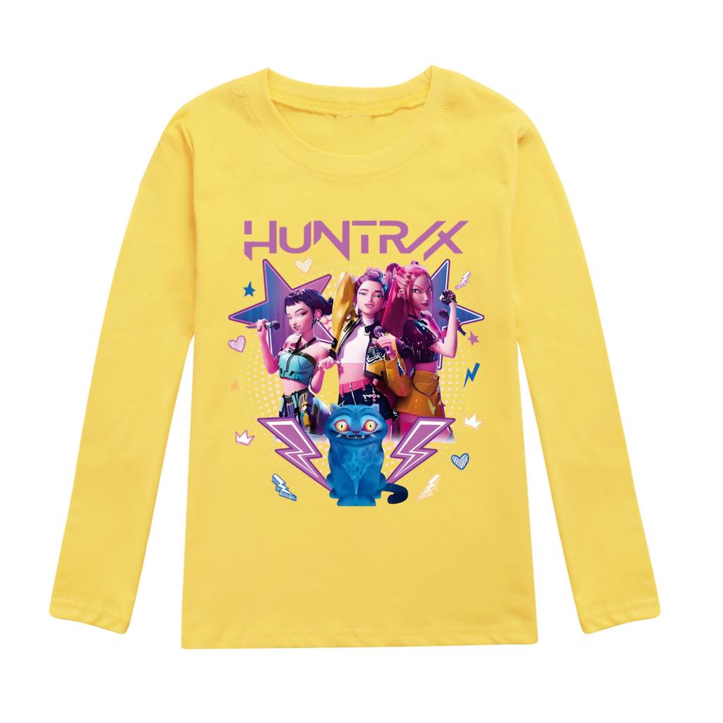 Kpop Witch Hunting Boys Girls Comfortable Soft Cute Style Printed Cotton Long Sleeve Daily T-shirt