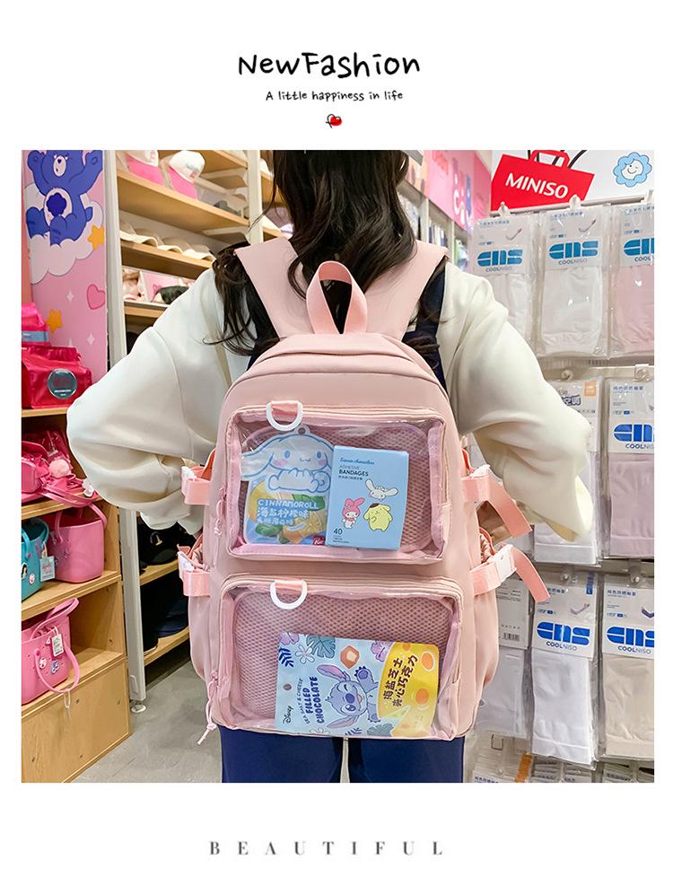 Versatile Large-Capacity Transparent Ita Backpack for Girls and Women