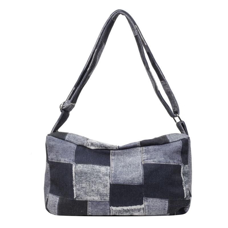 Джинсовая холщовая сумка Женская сумка через плечо Пригородная большая сумка синий — фото 12