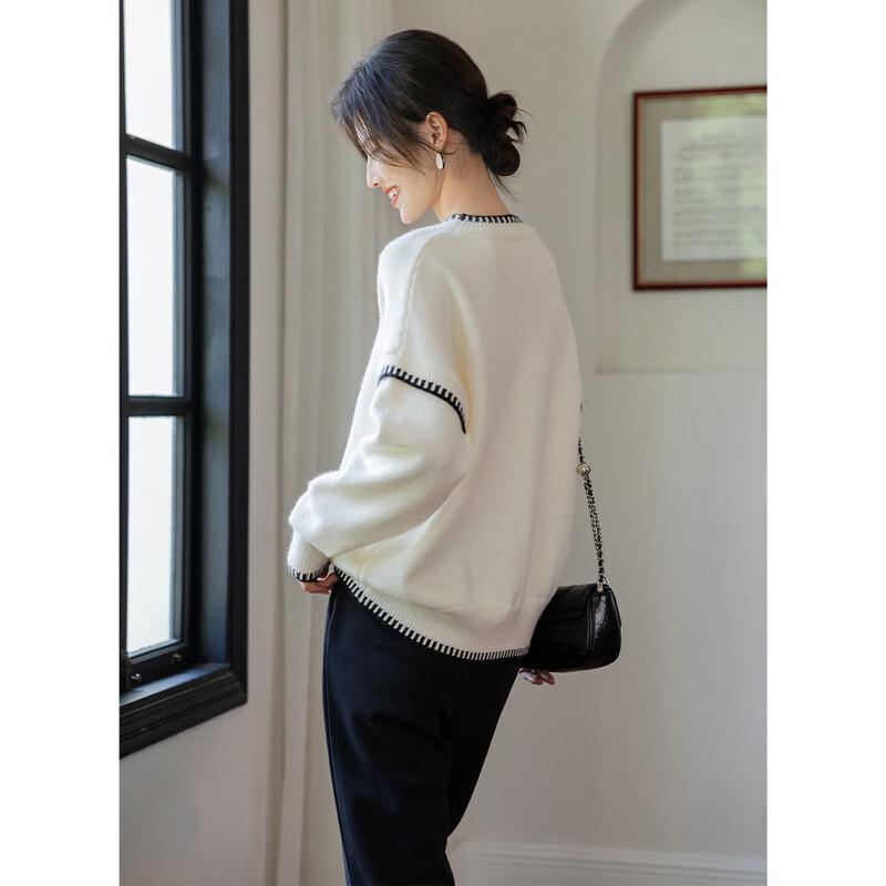 Mokana Women's Color-Block Round Neck Knit Sweater