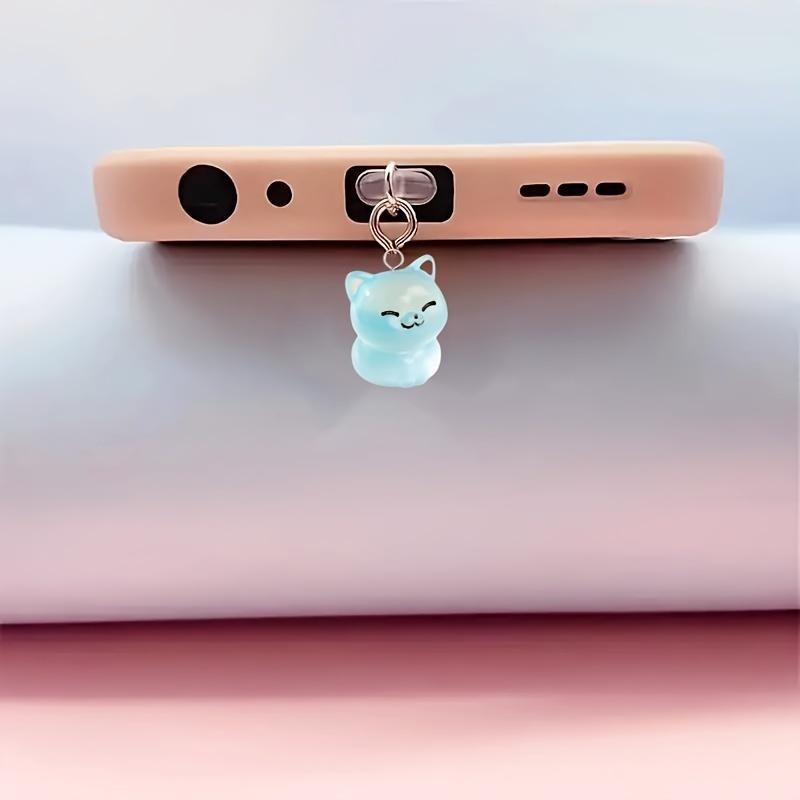 Cute Kitten Mobile Phone Dust Plug - DIY, Luminous, Exquisite and Compact, Protects Charging Port
