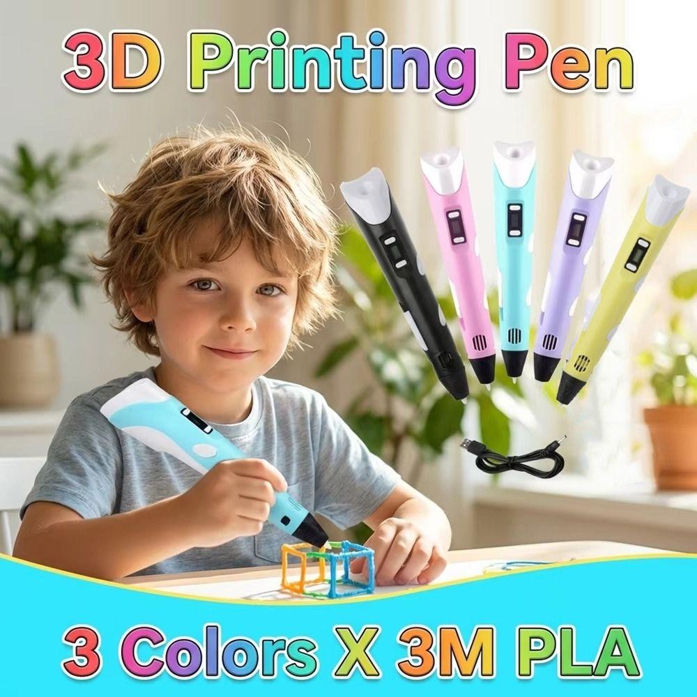 Adjustable Speed 3D Printing Pen LED Display 3D Graffiti Drawing Tool Creative 3D Pen  DIY Project