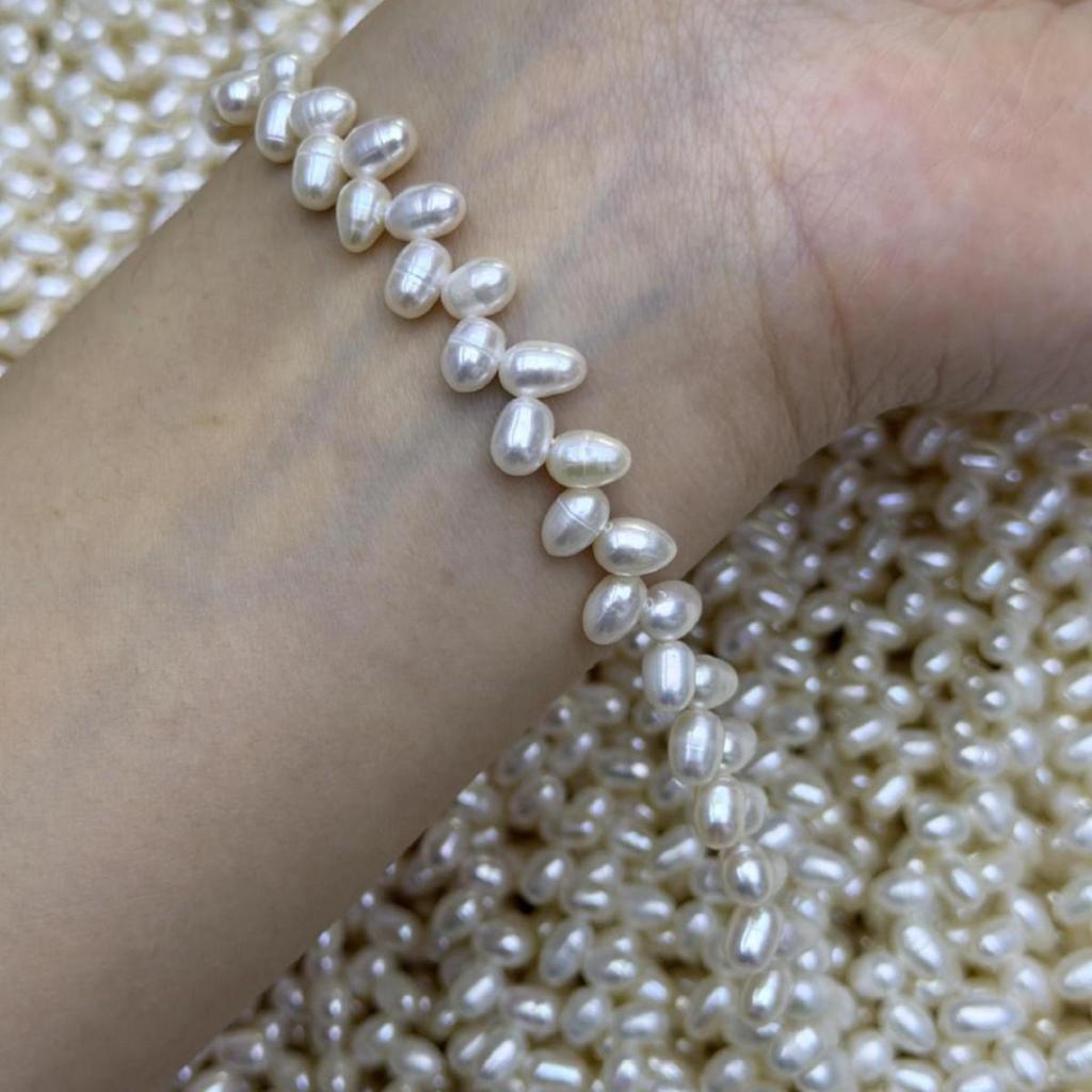 **Dream Intertwined Jewelry: 4-5mm Wheat Ear Pearls, Minor Flaws, Natural Freshwater Semi-finished for DIY**