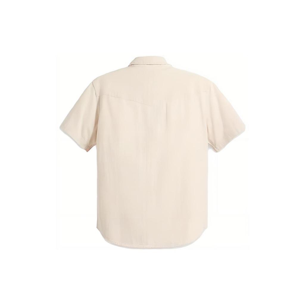 Levis Solid Color Square Neck Button Pocket Short Sleeve Shirt Men Shirts Off-White A5722-0004