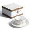 YFWOOD Bone China Cup & Saucer, 180ml, White, Suitable for Tea and Coffee, Lightweight and Stylish, Perfect As a Gift for Breakfast or Afternoon Tea