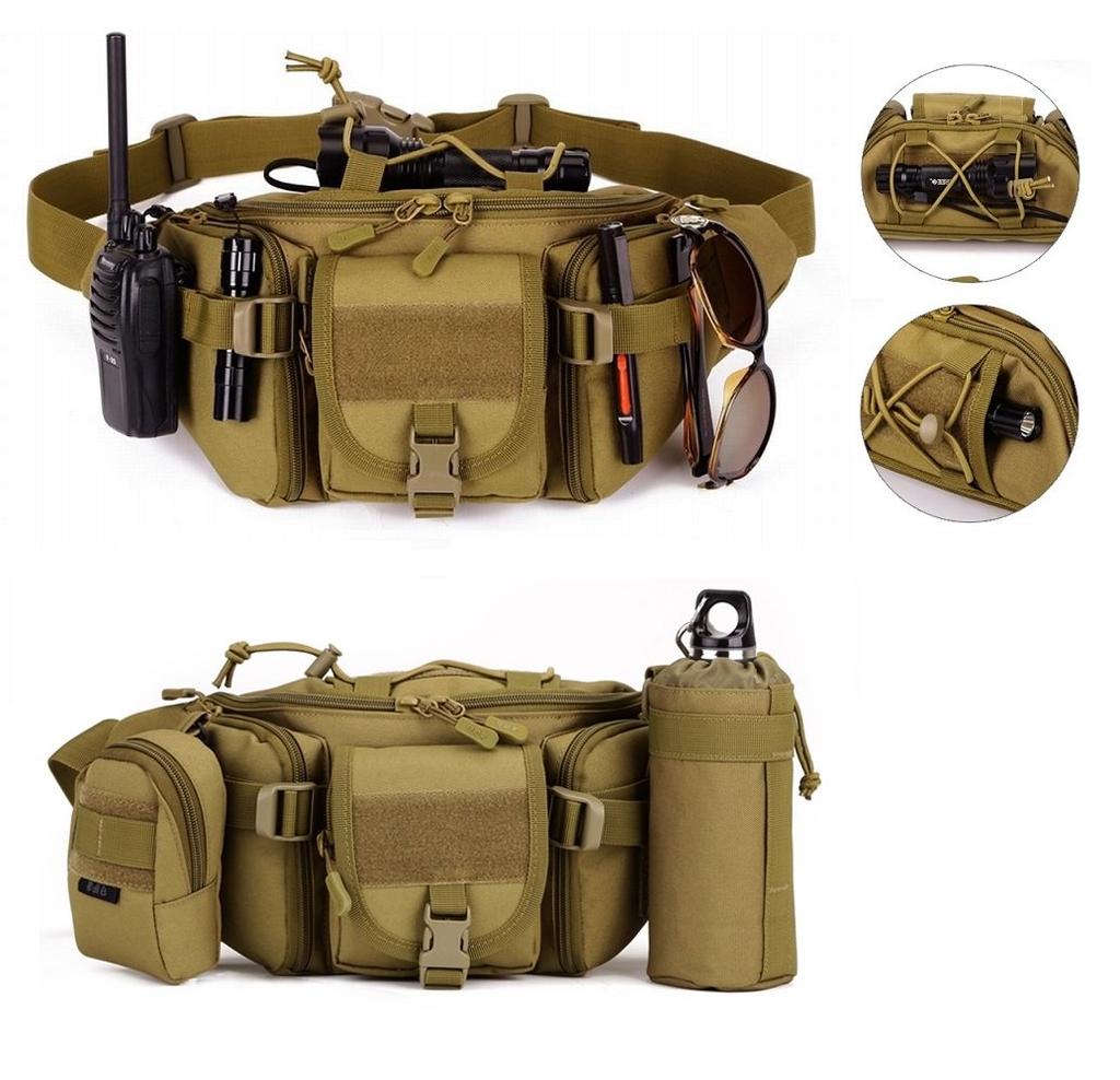 PHOENIX IKKI Large Ample Fits iPad Perfect for Mountain Multifunctional Waist Exercise Military Black Capacity, Pockets, Mini, Camouflage, Waterproof,