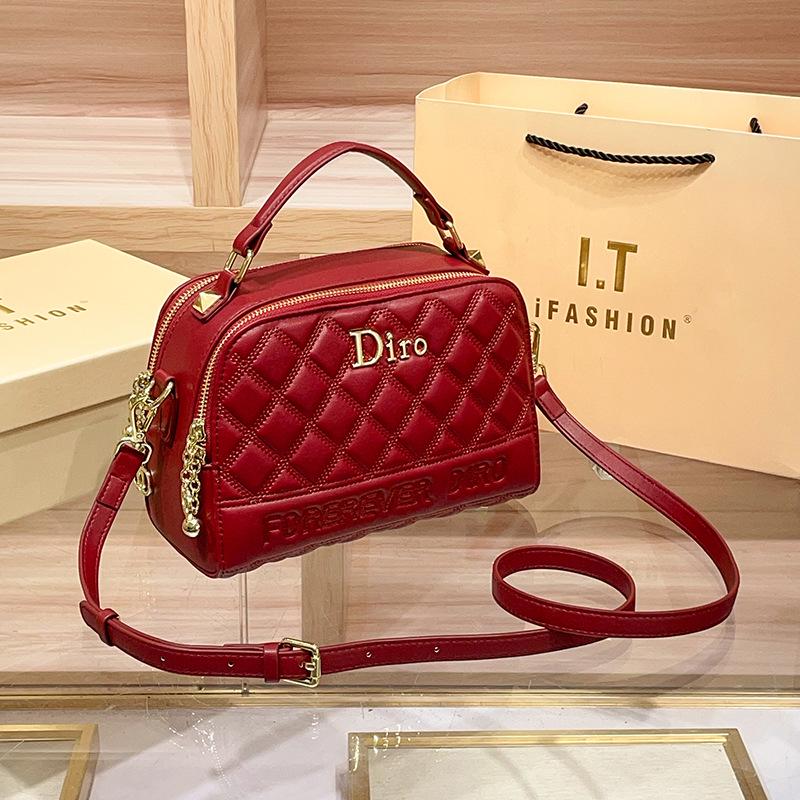 Shiling 2025 Handtasche & Umhängetasche für Damen mit schwarzem Diamantmuster aus Leder