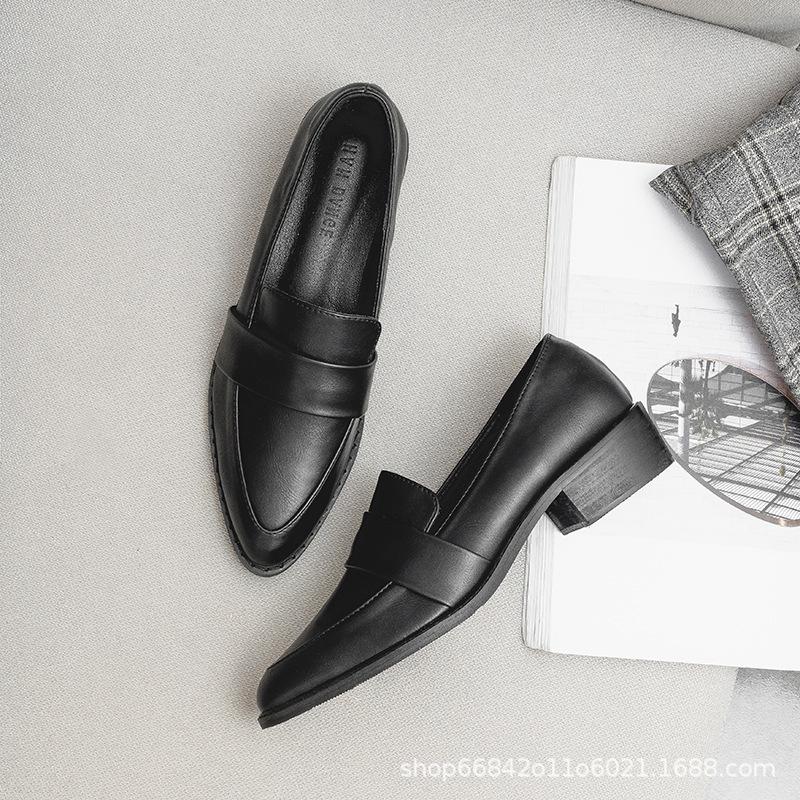 Tang Jing pointed small leather shoes women's patent leather professional work shoes low heel business single shoes Huizhou women's shoes