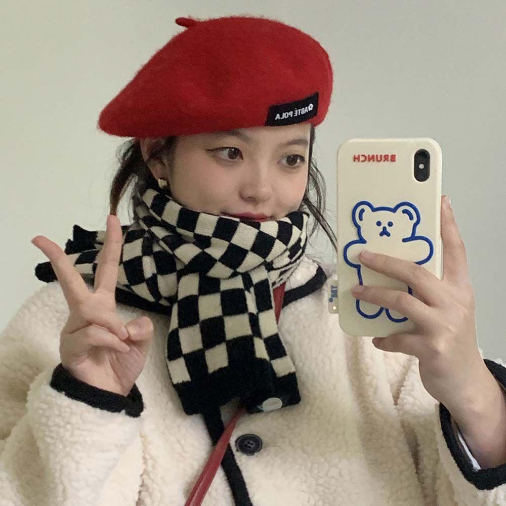 For Girls Imitation Woolen Winter Autumn Korean Painter Caps Beanie Hat Women Berets British Hats