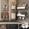 No-Drill Wall-Mounted Kitchen Storage Rack: Multifunctional Holder for Knives, Chopsticks, Pot Lids, and Seasoning Condiments
