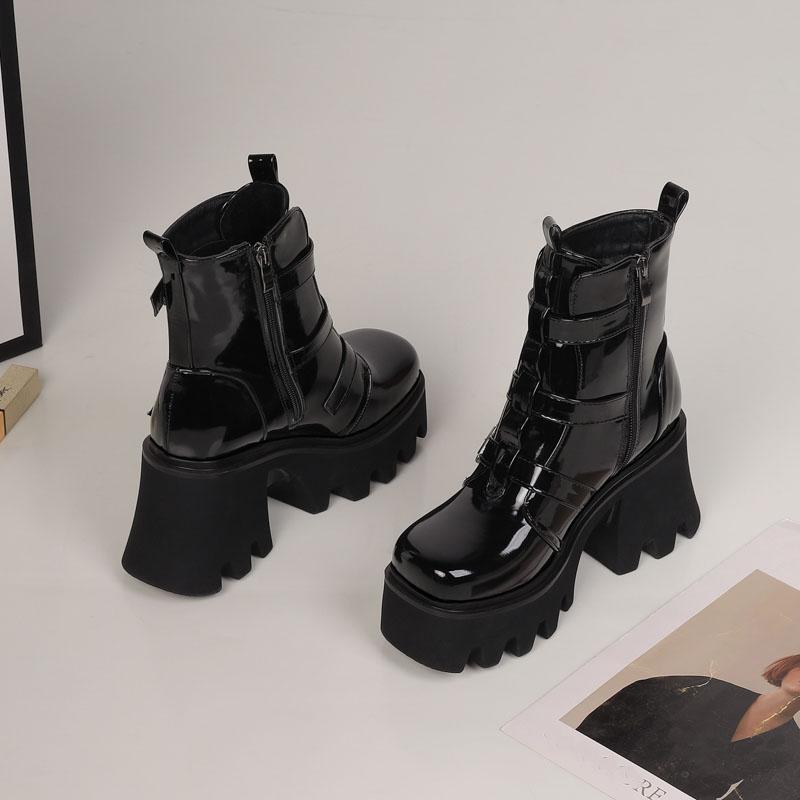 Women's High-heeled Short Boots Autumn and Winter New Waterproof Table Thick-heeled Large-size Thick-soled Roman Boots