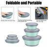Silicone Folding Bowl with Lid, Salad Bowl Set, Foldable Lunch Box, Portable, 3 Pcs