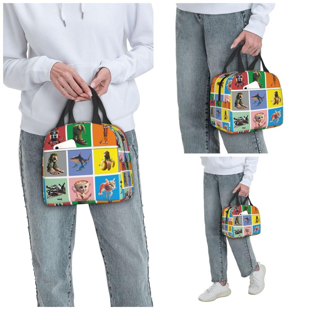Italian Brain Rot Anomaly Insulated Lunch Bag for Women Office Cooler Thermal Food Box Tote Portable Lunch Boxes Container