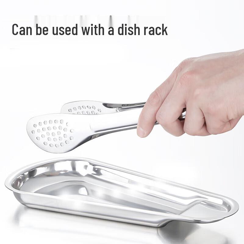 9-inch 304 Stainless Steel Slotted Food Tongs