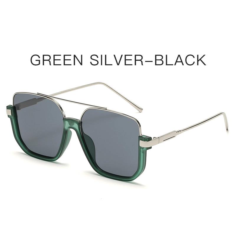 Plain Double Beam Large Frame Anti Blue Glasses Half Frame Square Ladies' New Sunglasses For Street Shooting