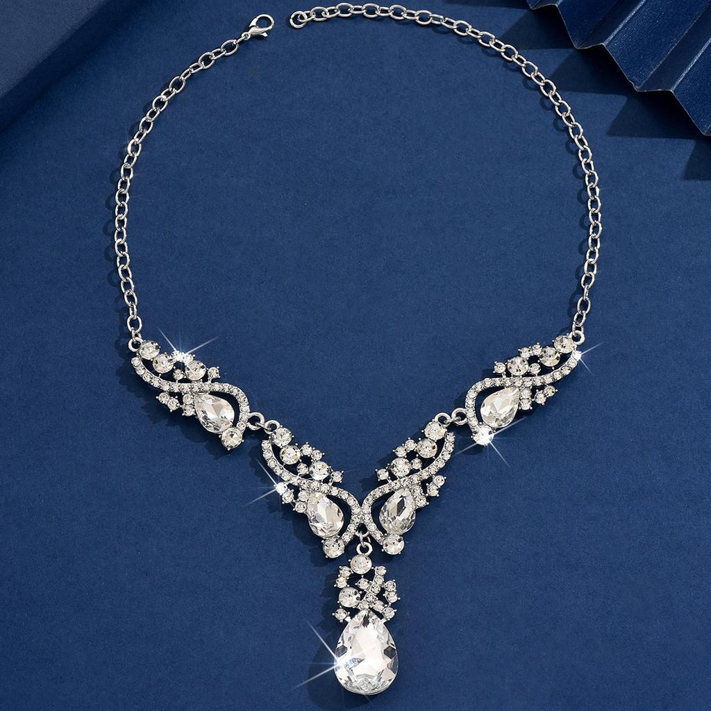 Super Fairy Flash Diamond Water Drop Fringed Necklace French Evening Dress With High-End Temperament Exquisite Fashion Necklace Accessories