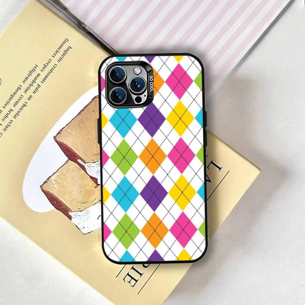 plaid background Phone Case For iPhone 17,16,15,14,13,12,11 Plus,Pro Max,XS,Colored Silver Plated Inside Cover