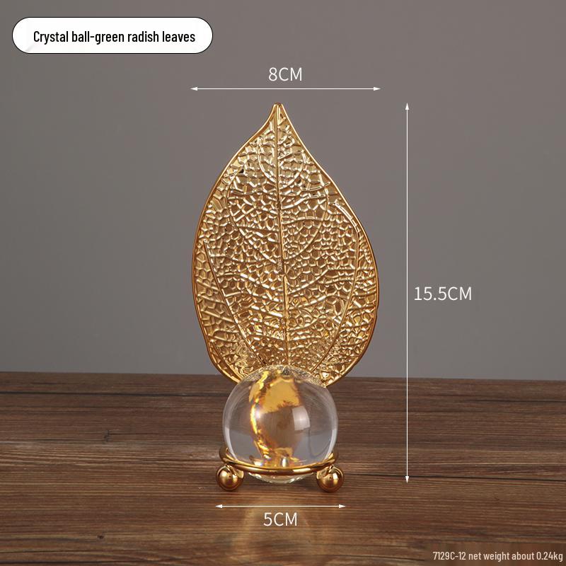 

Nordic Leaf Crystal Ball Ornament: Elegant Light Luxury Decoration for Home Entrance, Living Room, Wine Cabinet, or Office Display.