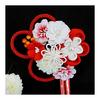 Hair Ornaments Set of 2 for Furisode Kimono Coming-of-Age Ceremony, Tsumami Zaiku, Red Chirimen, Flower Ornaments, Large Diameter Approx. 10cm, Small