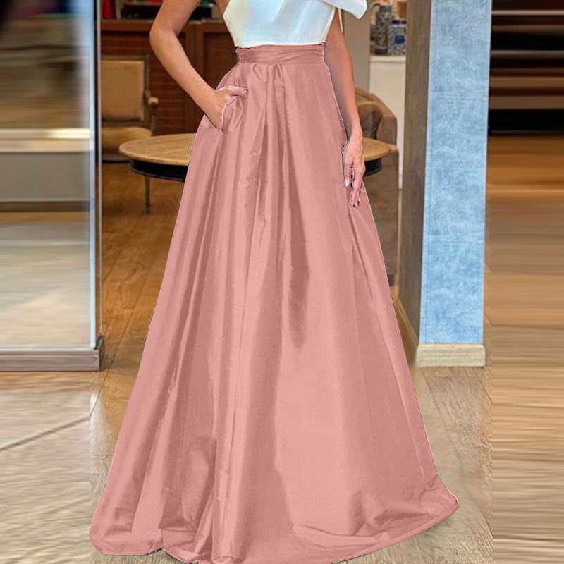 ZANZEA Faldas largas holgadas casuales para mujer con cintura elástica en la espalda