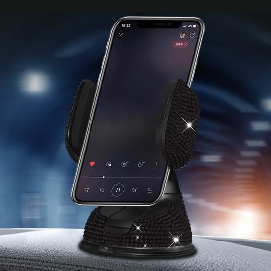 Phone Support 360 Degree Rotatable Ornamental Rhinestone Car Dashboard Mobile Phone Stand for SUV