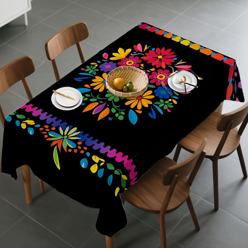 Nappe rectangulaire Jour des Morts pour Décoration de Table Cuisine Salle à Manger Imperméable Réutilisable Nappe pour Tables Fête de Fête 90x140cm
