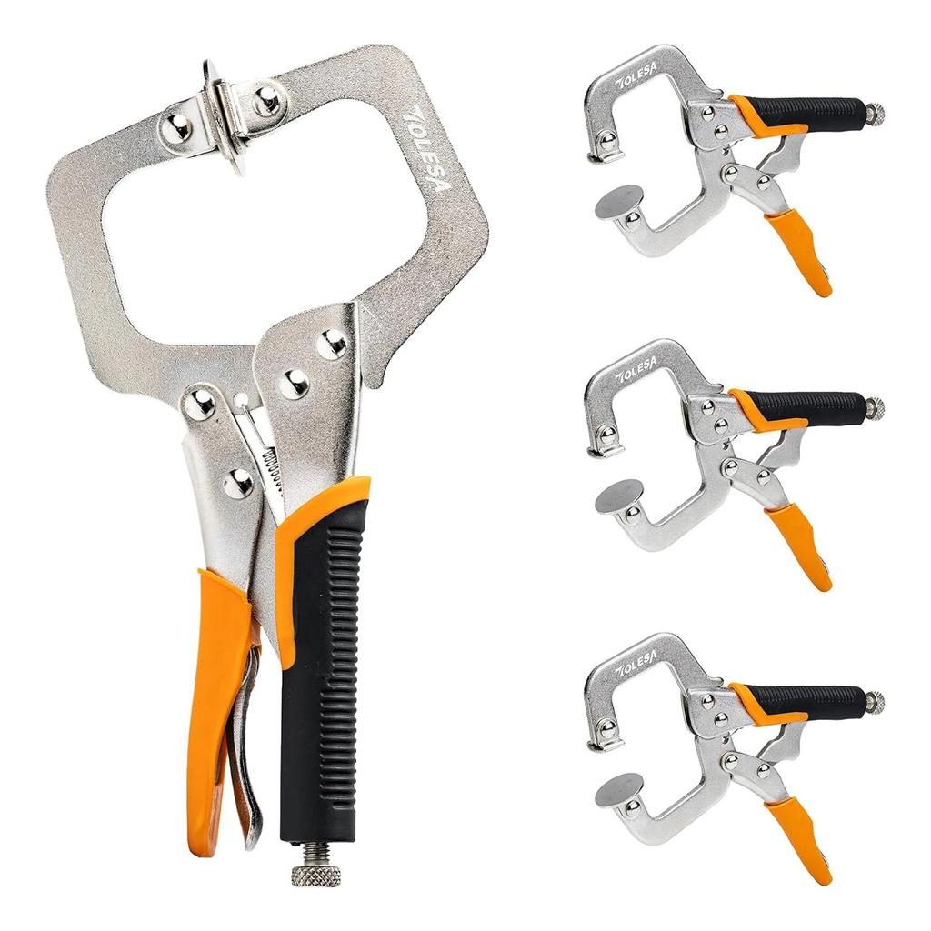 6" kovové čelní svorky Dřevoobráběcí 3ks kapesní otvor Jig Clamp Heavy Duty C Clamp Svařovací svorky s otočnou podložkou
