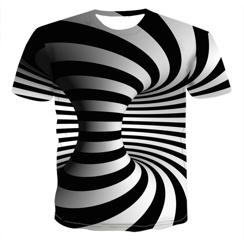 Men's oversized loose retro fashion fun and affordable round neck 3D printed T-shirt