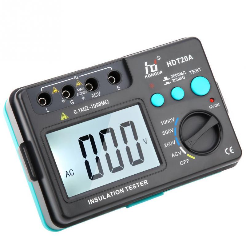 Resistance Tester,HDT20A LCD Display Insulation Resistance Tester Meter Voltmeter 1000V Digital High Voltage Insulation Tester with LCD Backlight Display Resistance Tester,HDT20A LCD Display Insulation Resistance Tester Meter Voltmeter 1000V Digital High Voltage Insulation Tester with LCD Backlight Display