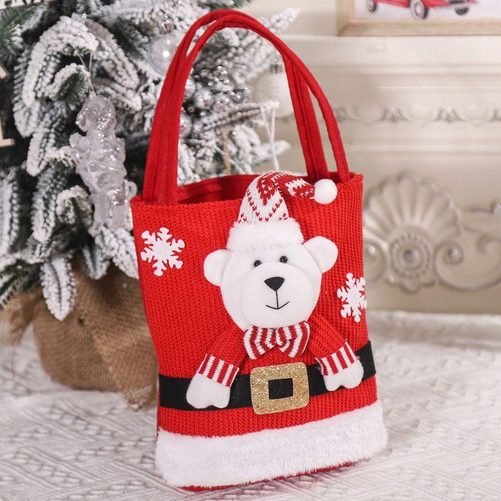 Large Capacity Christmas Handbag Snowman Christmas Gift Bag Portable Candy Tote Bag  Home