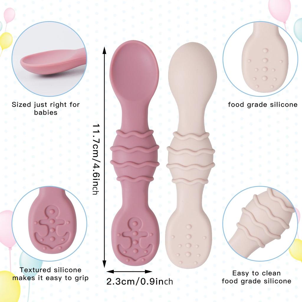 6 Stück Baby-Fütterungslöffel aus lebensmittelechtem Silikon, Trainings-Reislöffel, Kleinkind-Beißring, Spielzeug, Kindergeschirr, weiches Küchenzubehör