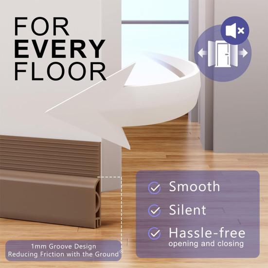 1M Door Bottom Sealing Strip Under-Door Sweep Weather Stripping Light Noise Dust Blocking Windproof Door Stopper Door Bottom Gap Filler Strip