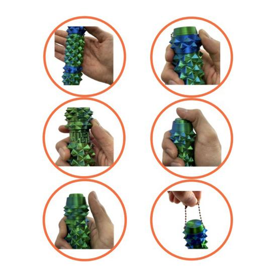 3D-gedrucktes 7-in-1 Fidget Toy mit Klicker, Spinner, Aufbewahrung, Massage-Roller, Labyrinth, Stacheliger Griff, Stressabbau, Schmerz, Stimming-Werkzeug, Sensorisches Spielzeug mit Kugelkette