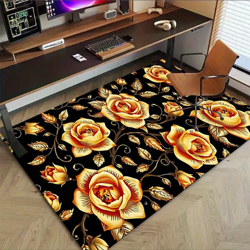 1PC Golden Roses Anti-slip Carpet, Suitable for Office, Bedroomand Playrooms. It Can Also Be Used As a Sofa Footrest cover-R62