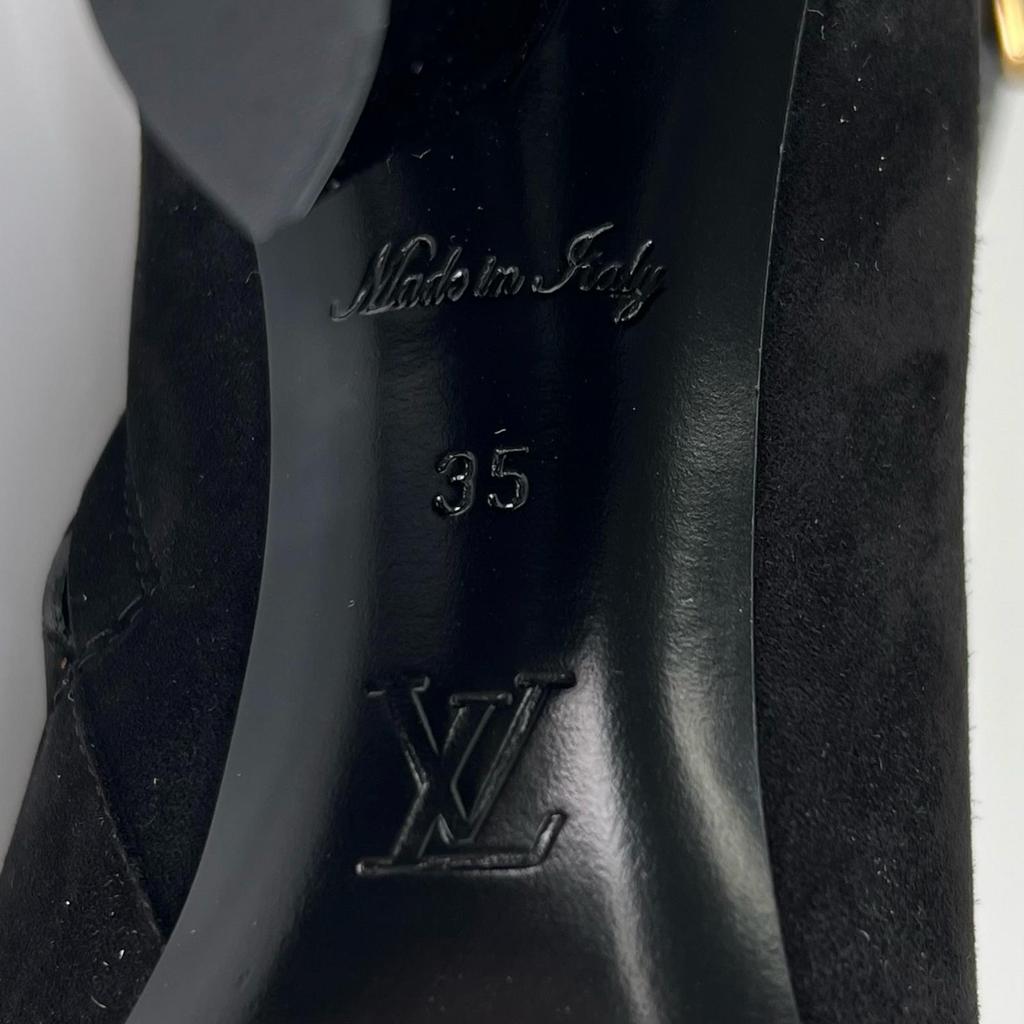 Cizme excelente LOUIS VUITTON până la gleznă negre piele de căprioară Femei 35 1A965S Folosit