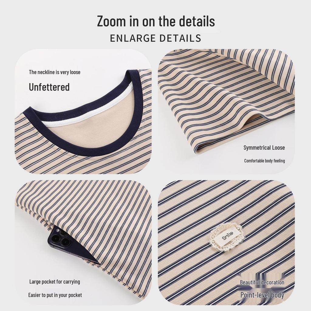Class A Maternity & Baby Combed Cotton Striped Nightgown - 100% Breathable, Sweat-Absorbent Pure Cotton Pajamas
