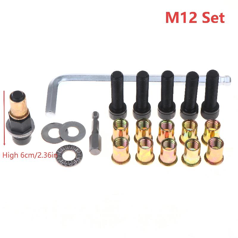 Rivet Nut Tool Kit with Mandrel M3 M4 M5 M6 M8 M10 M12 Threaded Insert Nutsert Set Assorted Sizes for Furniture Fixing Plumbing