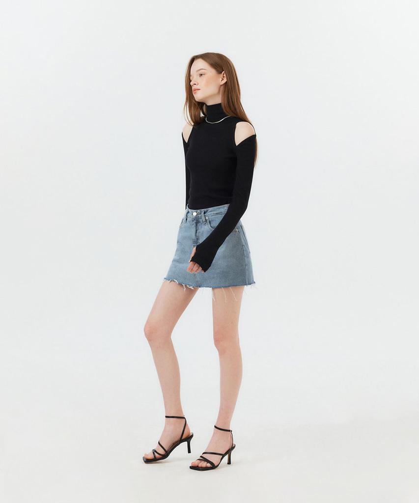 Potipo [W] Damaged Cut Denim Short Skirt