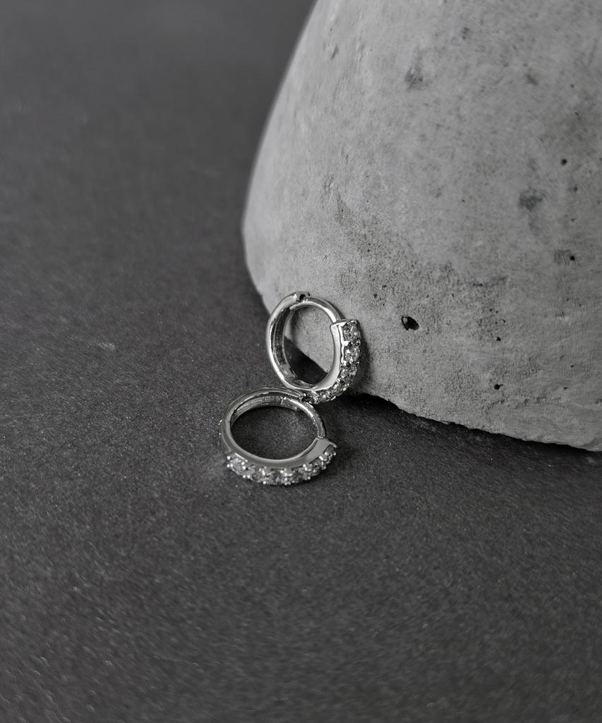Baradu [Baradu 925] Pave Mini Round Hoop Earrings - M