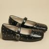 Fashion Flat Shoes Spring New Style Square Head Shallow Mouth Rivet Line with Soft Sole Anti-slip Wear-resistant Single Shoes
