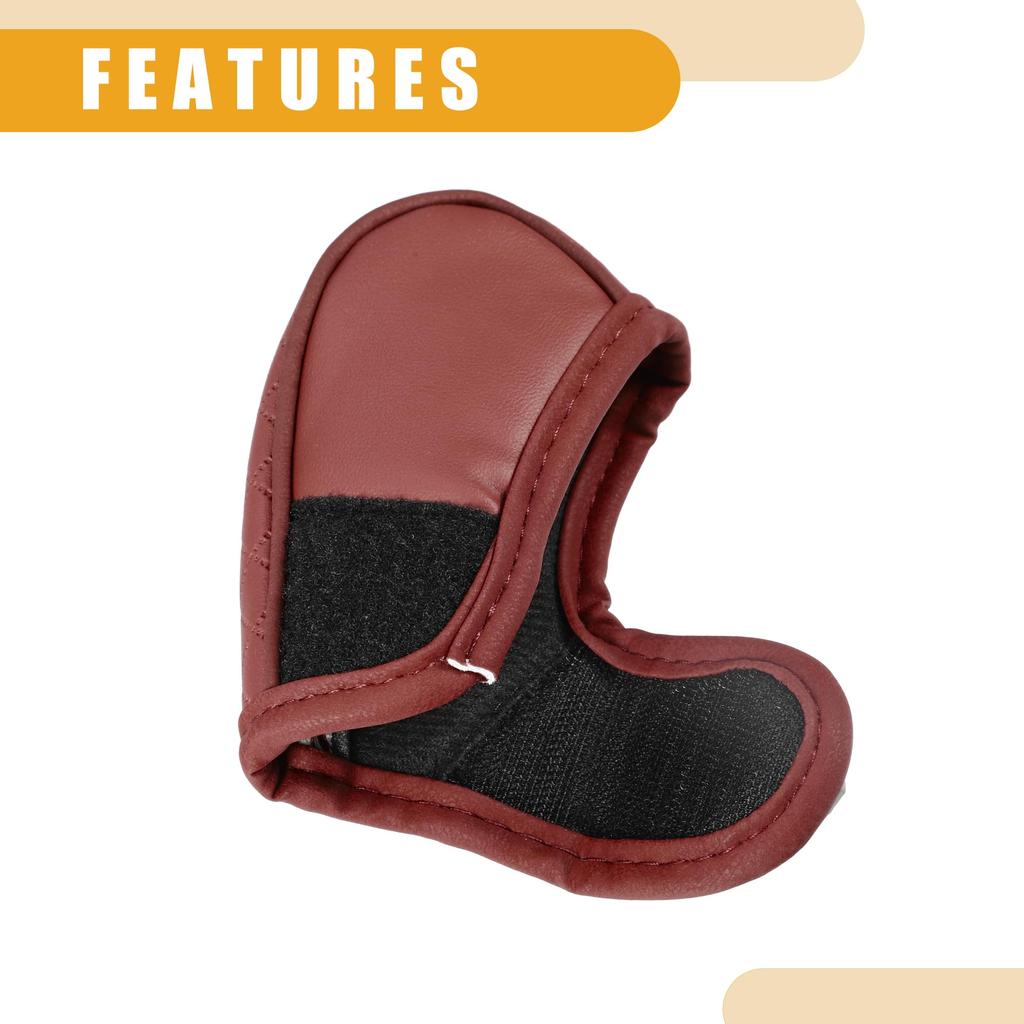 Partuto 1pc Universal Car Shift Knob Cover - Car Knob Gear Sticky Protector Decoration - Burgundy Faux Leather