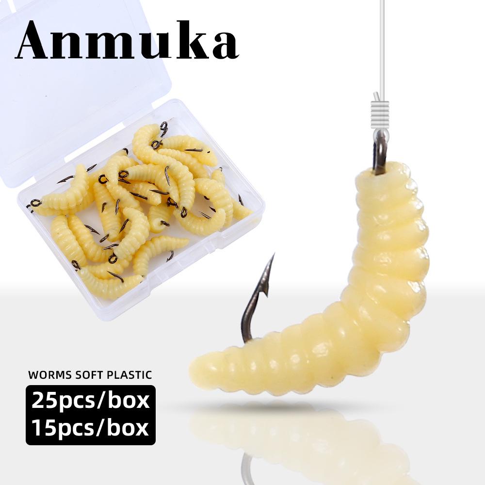 Žlutá bionická moučná červ měkká nástraha s háčkem pro rybaření