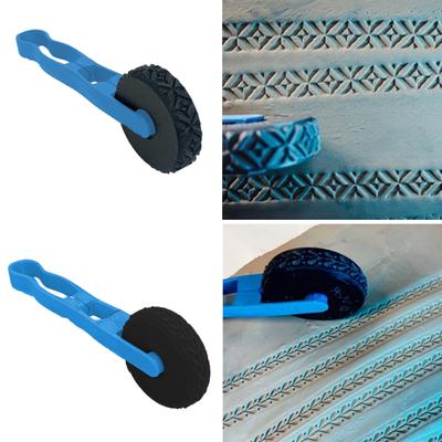 Yousheng Clay Pattern Roller Pottery Tool Textured Clay Art Roller with Handle Clay Texture Tool for Clay Pottery DIY Projects