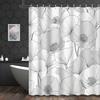 1pc Black and white floral striped shower curtain, polyester fabric, with 12 hooks, shower curtain, bathroom accessories.